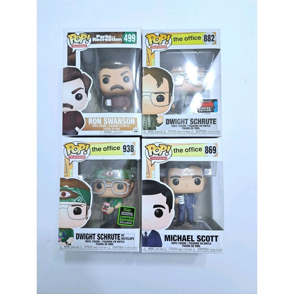 Funko Pop Office Lot of 4 Michael Scott Dwight Schrute Ron Swanson 499 938 869